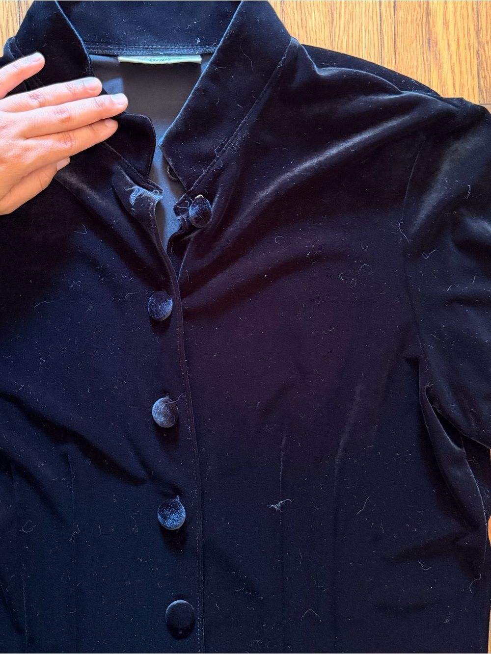 Vintage Black Velvet dress with Covered Buttons